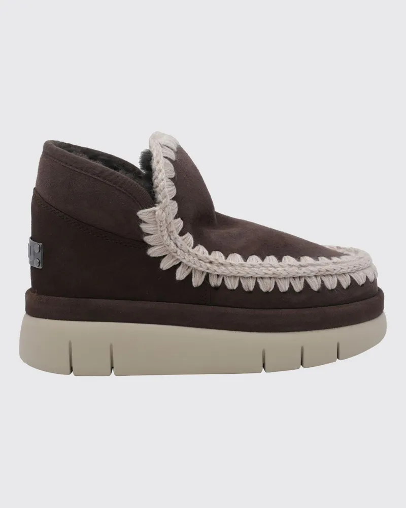 Mou Zweifarbige Bounce Ankle Boots von aus Veloursleder mit Wollfutter Braun