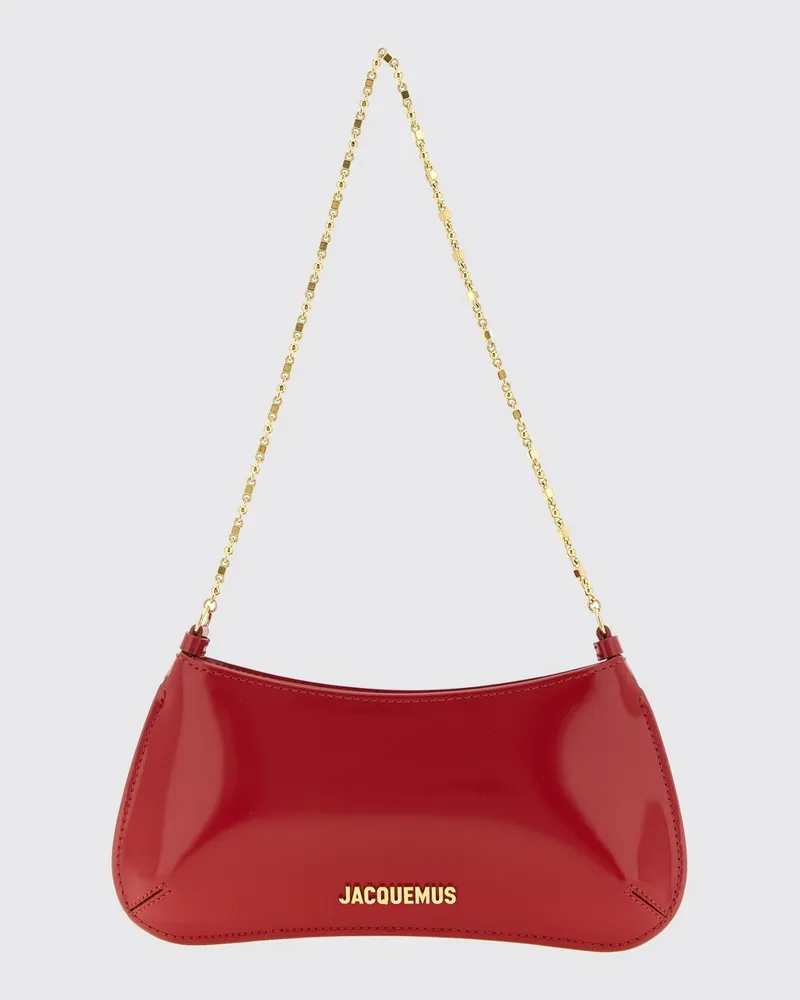 Jacquemus Schultertasche Le Petit Bisou aus Lackleder mit Kettengriff Rot