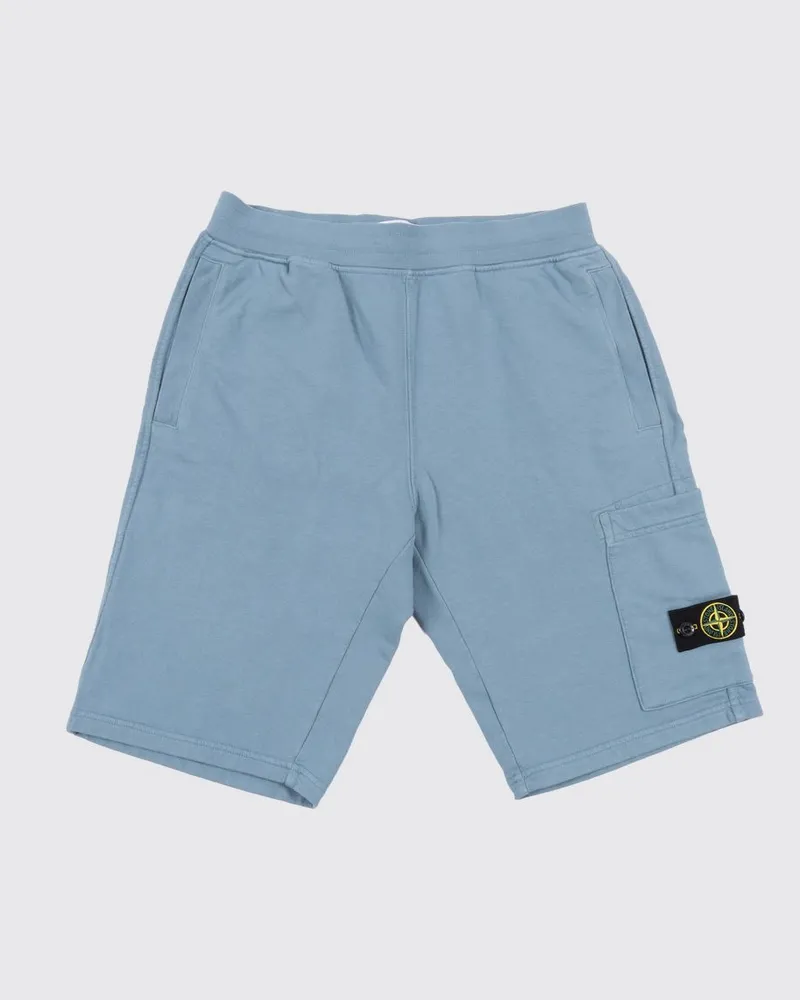 Stone Island Shorts aus Baumwollfleece Hellblau