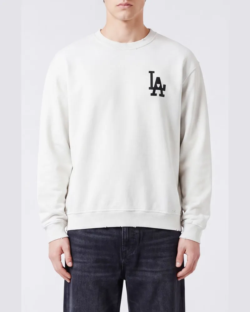 HTC Hollywood Trading Company Relaxed-Fit Baumwoll-Sweatshirt mit Rundhalsausschnitt von mit Kontrastlogo Weiß