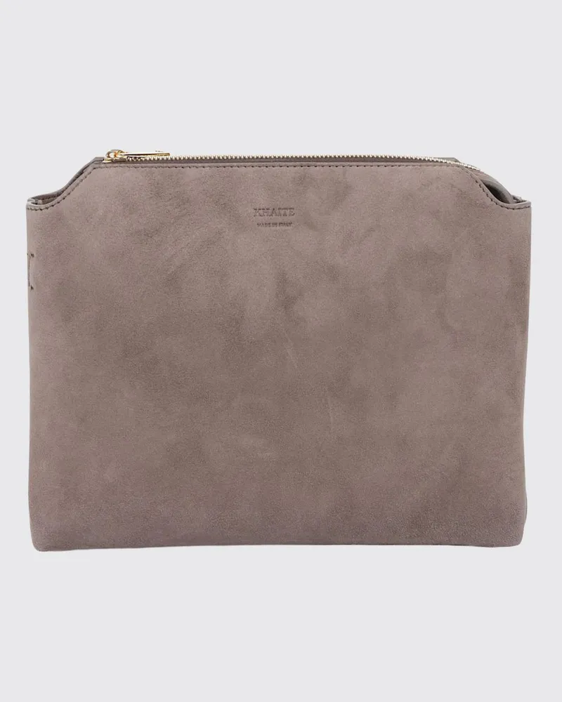 KHAITE Lina Mini-Umhängetasche aus Wildleder mit geprägtem Logo Braun