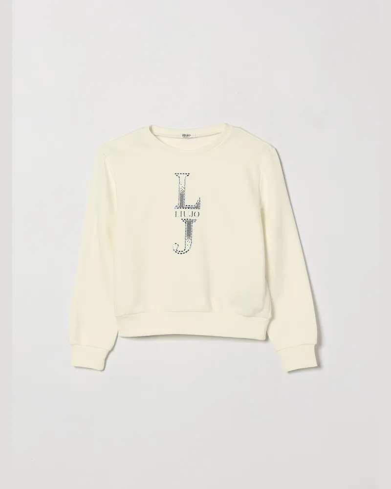 Liu Jo Baumwoll-Sweatshirt mit Rundhalsausschnitt von für Mädchen mit Strass-Logo-Stickerei Weiß