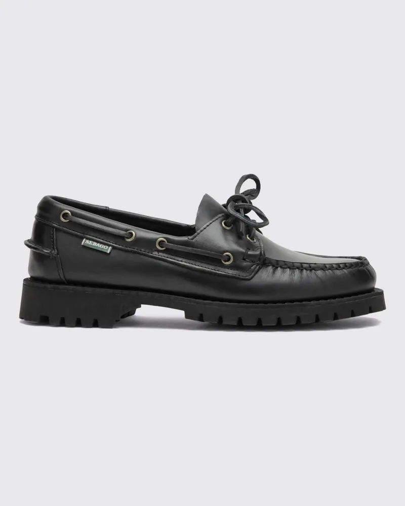 Sebago Bootsschuhe aus Glattleder von mit seitlicher Schnürung und Gummisohle Schwarz