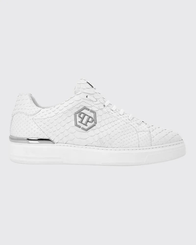 Philipp Plein Sneakers aus Pythonleder mit Hexagon Weiß