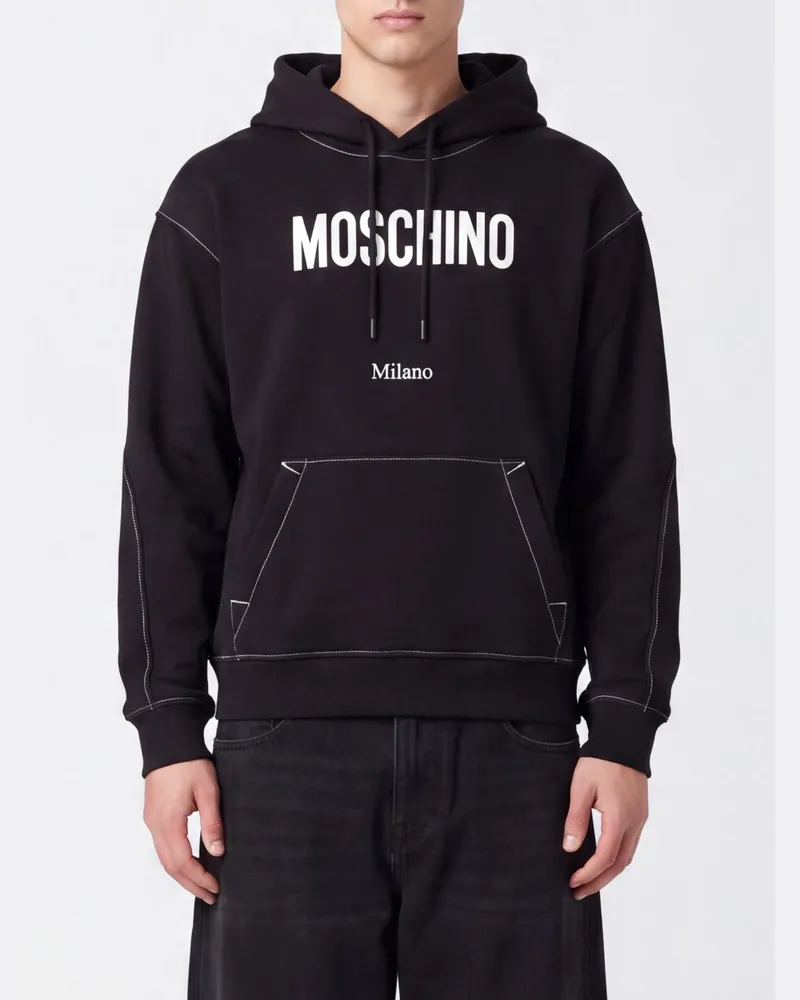 Moschino Baumwoll-Hoodie von mit gedrucktem Logo Schwarz