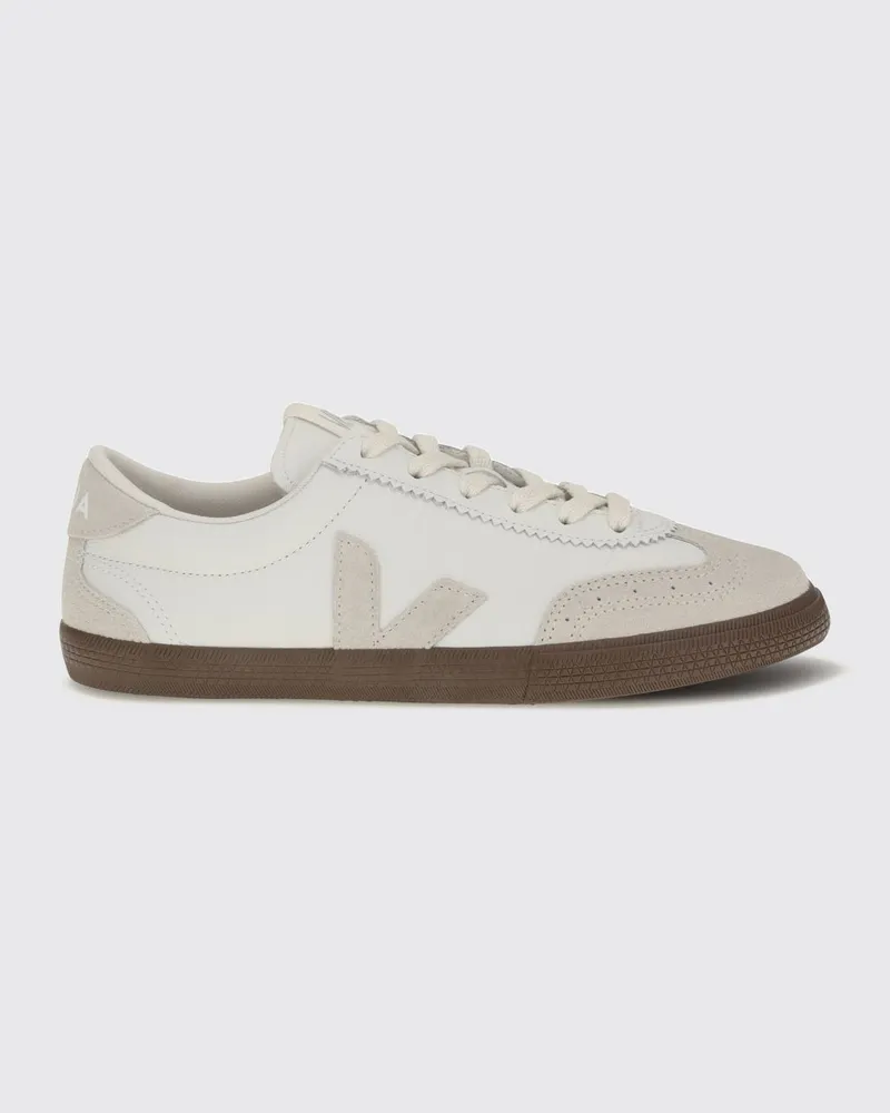 VEJA Volley Nachhaltige O.T.-Leder-Sneaker mit aufgesetztem Logo Weiß