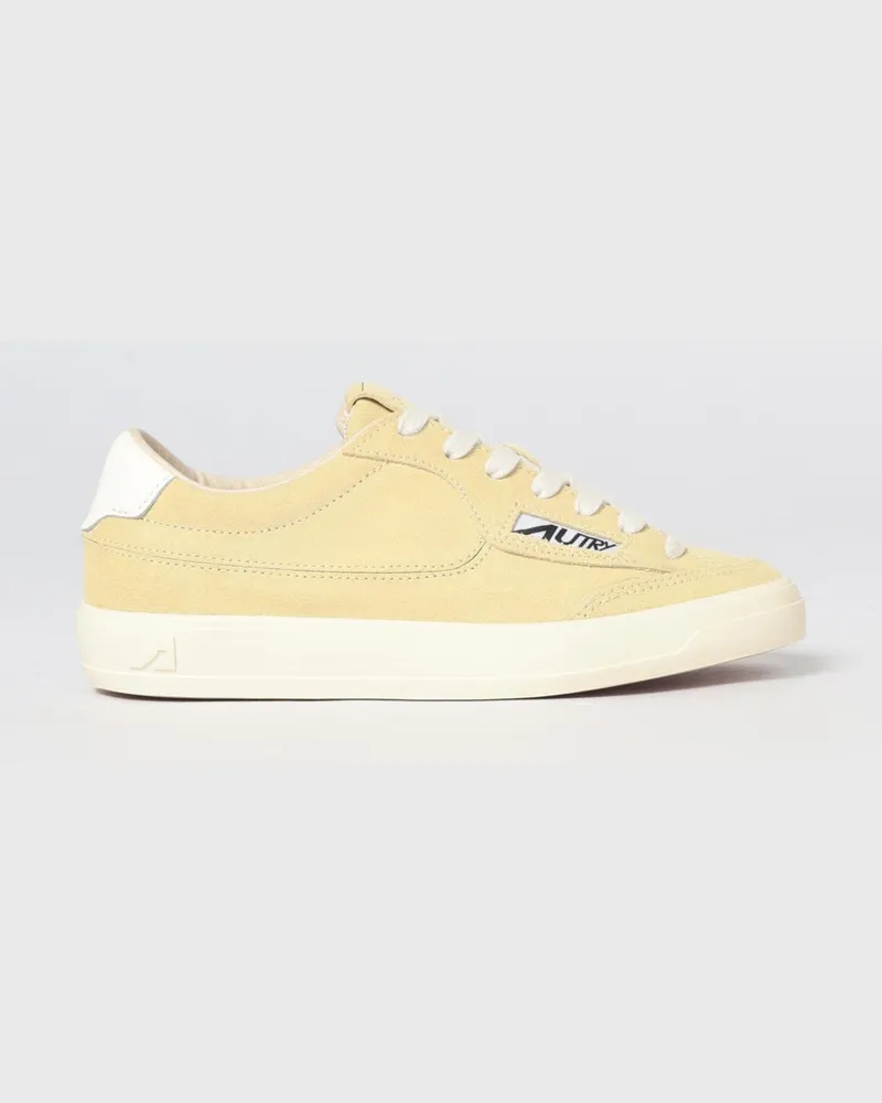 AUTRY Windscape Low-Top-Sneakers aus Leder und Wildleder mit graviertem Logo Gelb