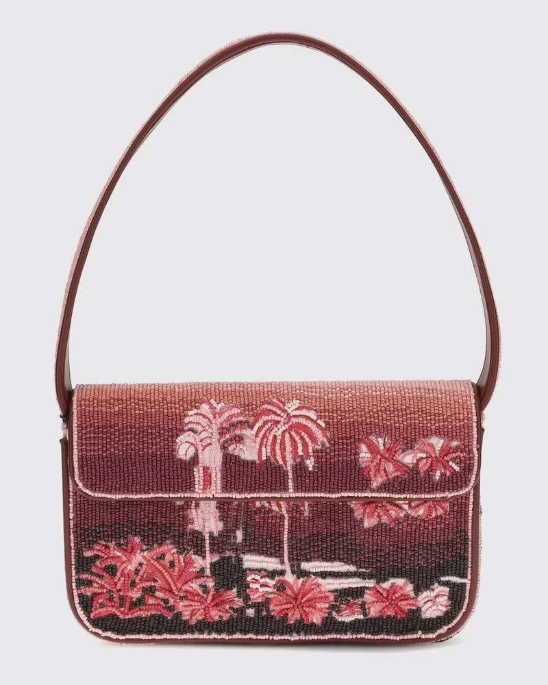 STAUD Tommy Schultertasche mit durchgehender grafischer Perlenstickerei Fa01