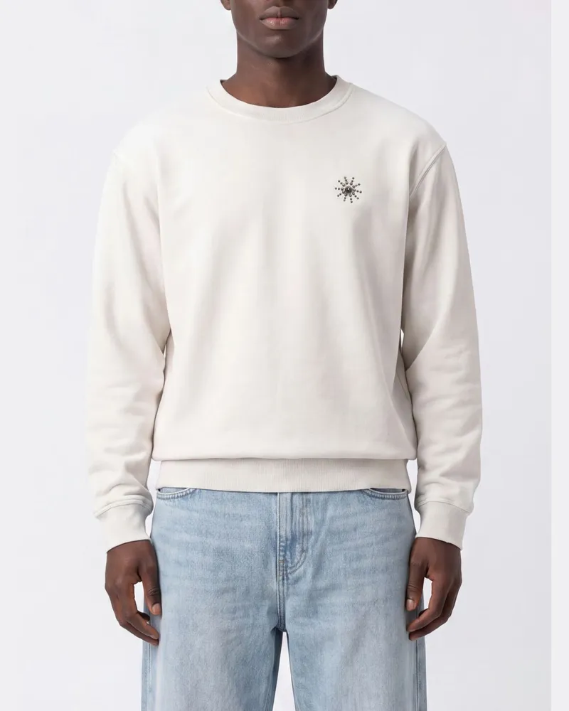 HTC Hollywood Trading Company Relaxed-Fit Baumwoll-Sweatshirt mit Nieten und Stickerei von Weiß
