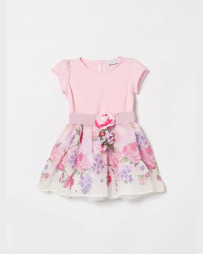 Monnalisa Baumwollkleid mit Blumenprint Pink