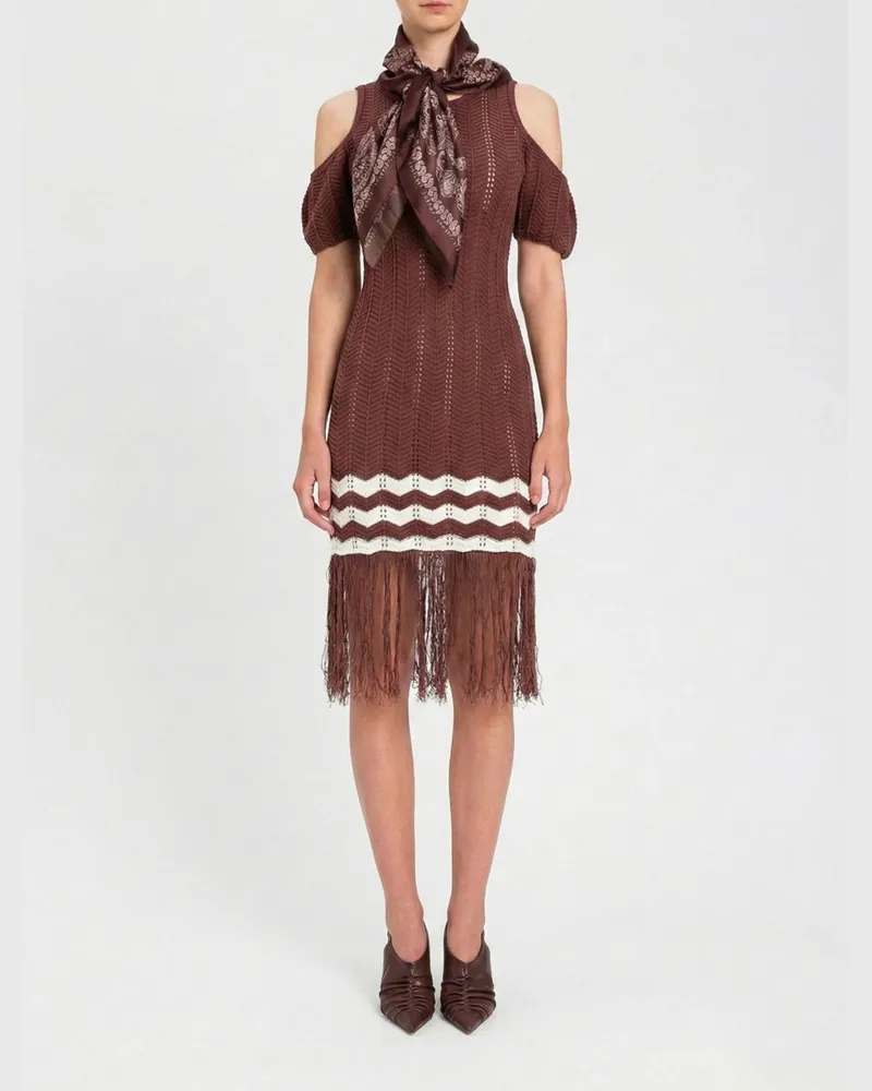 Twin-Set Midi-Strickkleid Braun