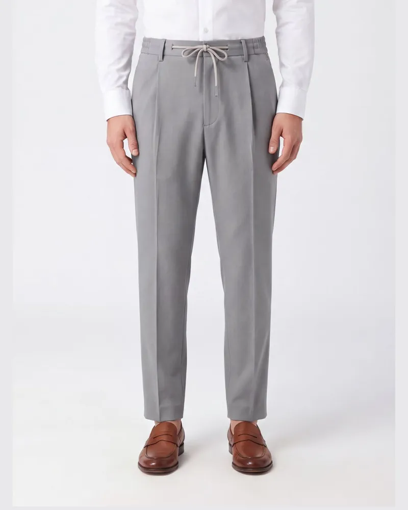 Tagliatore Slim Fit Bundfaltenhose aus Schurwolle mit Kordelzugbund Braun
