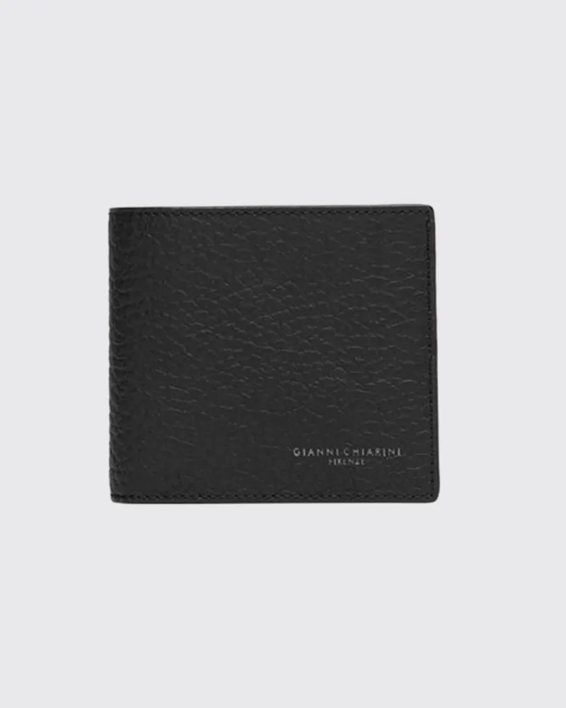 Gianni Chiarini Bifold-Geldbörse aus genarbtem Leder mit Logo-Schriftzug Schwarz