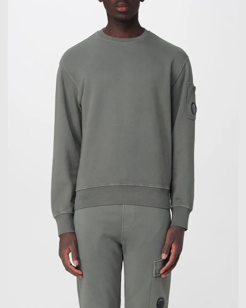 C.P. Company Baumwoll-Sweatshirt mit Rundhalsausschnitt und Logoaufnäher am Ärmel Grau