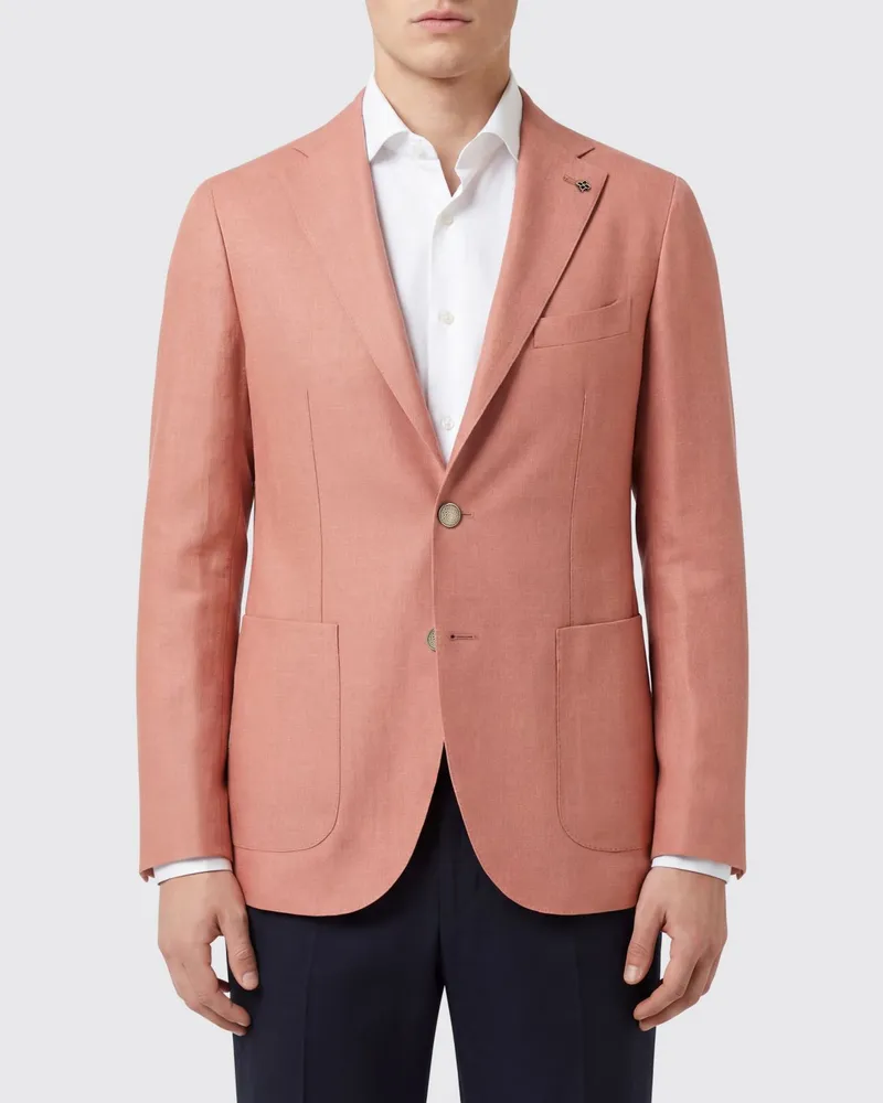 Tagliatore Einreihiger Blazer aus Schurwollmischung Peach