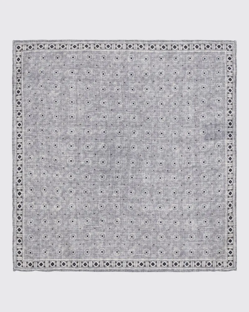 Brunello Cucinelli Seidenpochette mit geometrischem Muster Grau