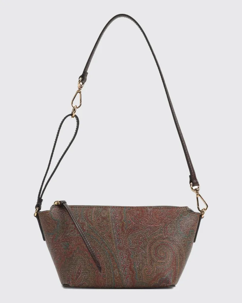 Etro Essential Mini-Schultertasche aus beschichteter Baumwolle mit Paisley-Print Braun