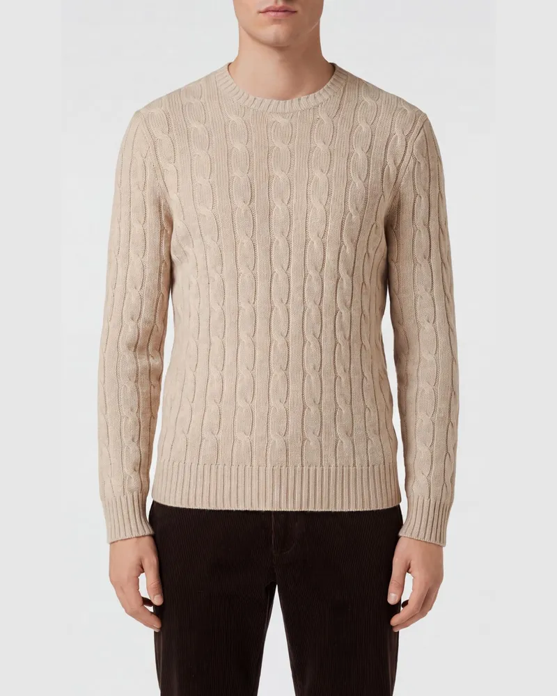 Ralph Lauren Zopfstrickpullover mit Rundhalsausschnitt aus 100% Kaschmir Beige