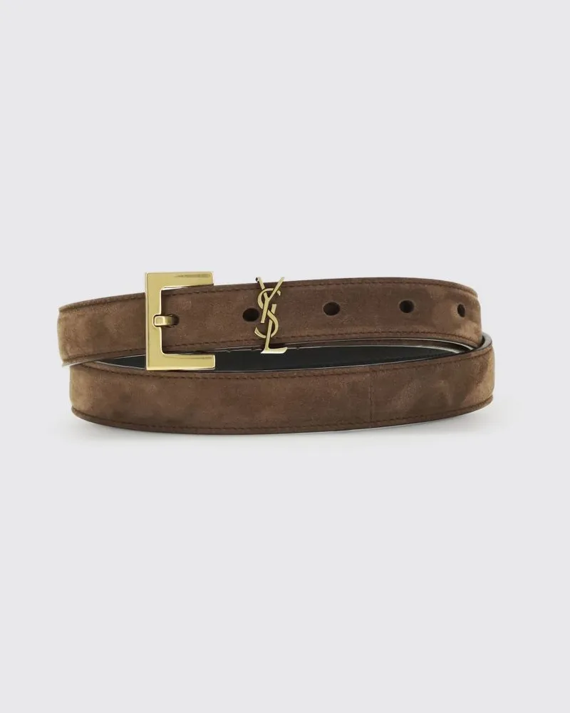 Saint Laurent Cassandre Wildleder-Gürtel Braun