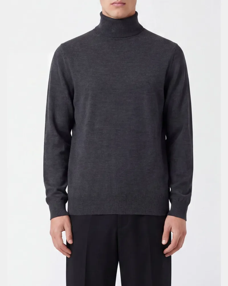Giorgio Armani Rollkragenpullover von aus reinem Kaschmir mit langen Ärmeln und Rippbündchen Grau