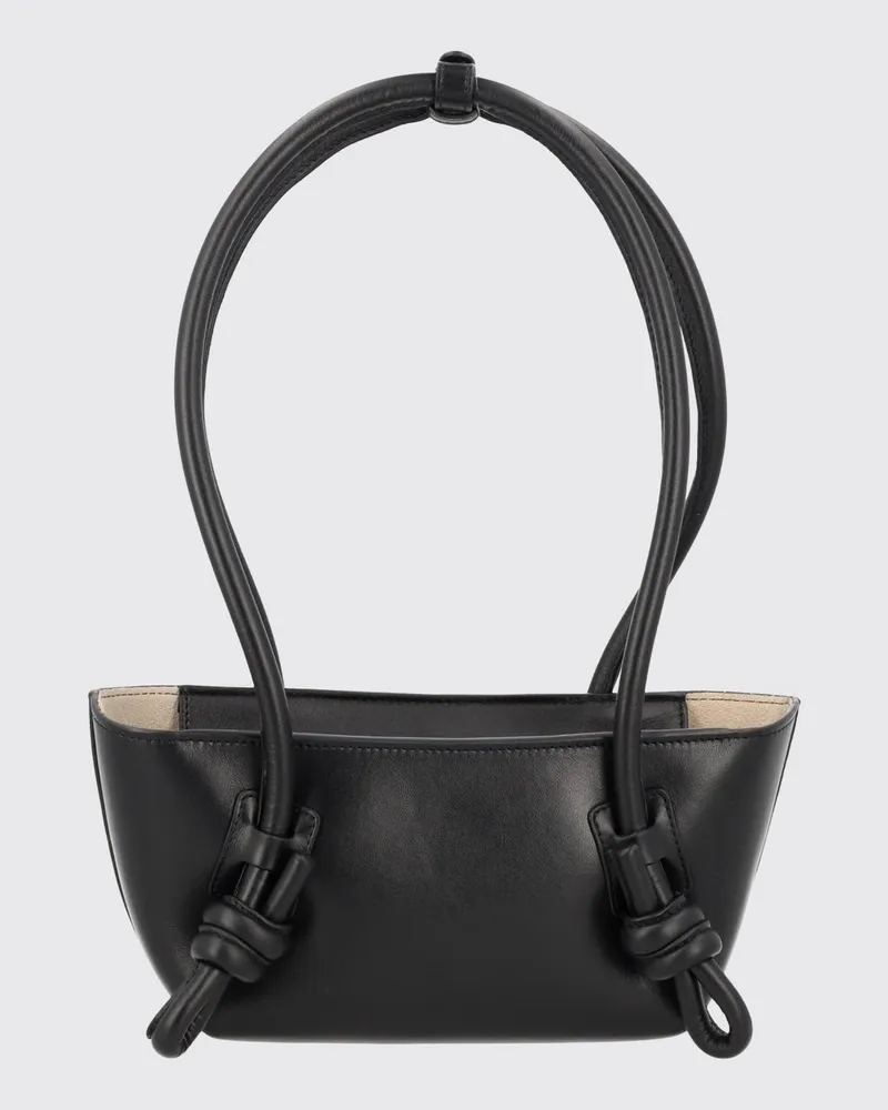 HEREU Fleca-Schultertasche von aus Glattleder mit ausgestellter Form und doppeltem Griff Schwarz