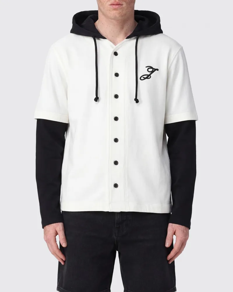 Jacquemus Baumwoll-Hoodie mit Logo und Knopfverschluss Weiß