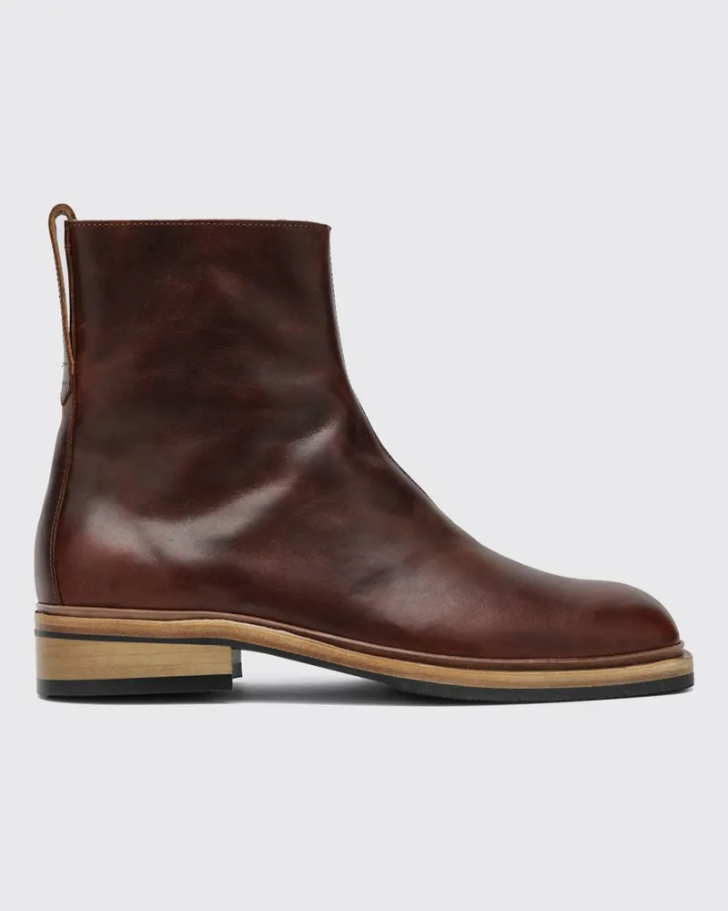 Our Legacy Daimono Stiefeletten von aus Glattleder mit eckiger Kappe und Vibram-Sohle Braun