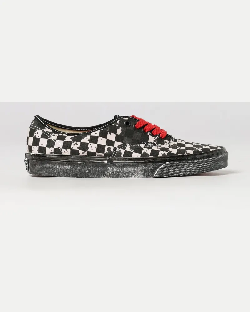 Vans Authentic Low-Top-Sneakers mit Schachbrettmuster aus Baumwoll-Canvas im Used-Look Schwarz