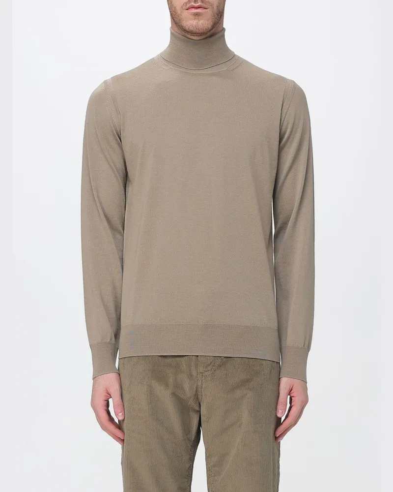 Paolo Pecora Milano Langarm-Rollkragenpullover aus reiner Wolle mit Rippbündchen Grau