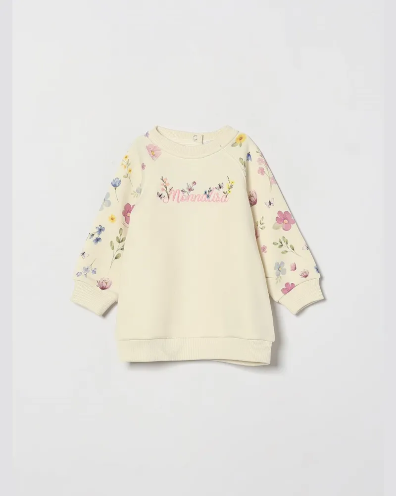 Monnalisa Sweatshirtkleid für Mädchen aus Baumwolle mit gesticktem Logo Weiß