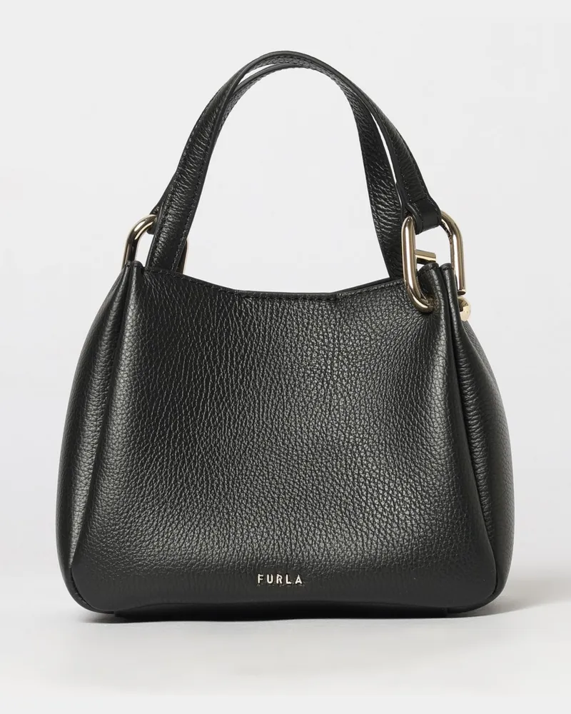 Furla Nuvola-Minitasche aus Leder mit doppeltem Henkel und verstellbarem Schultergurt Schwarz