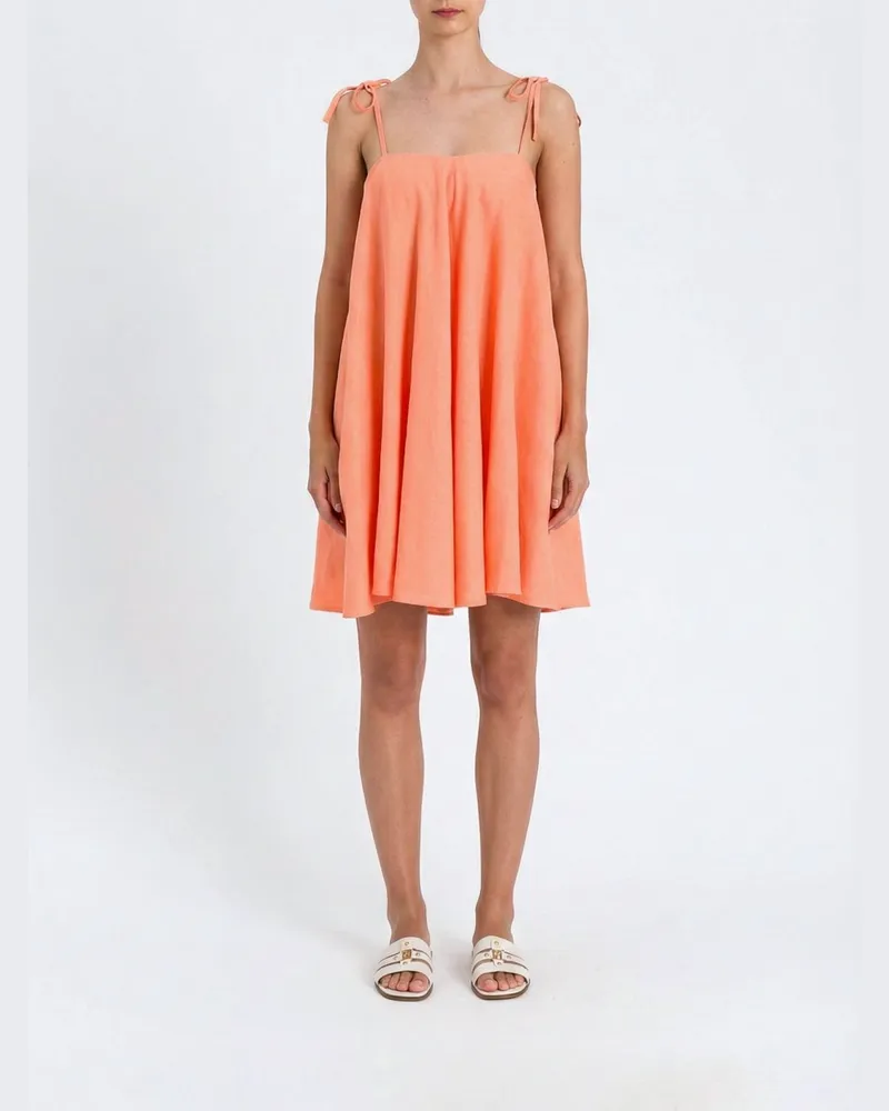 Twin-Set Leinenmischkleid Peach