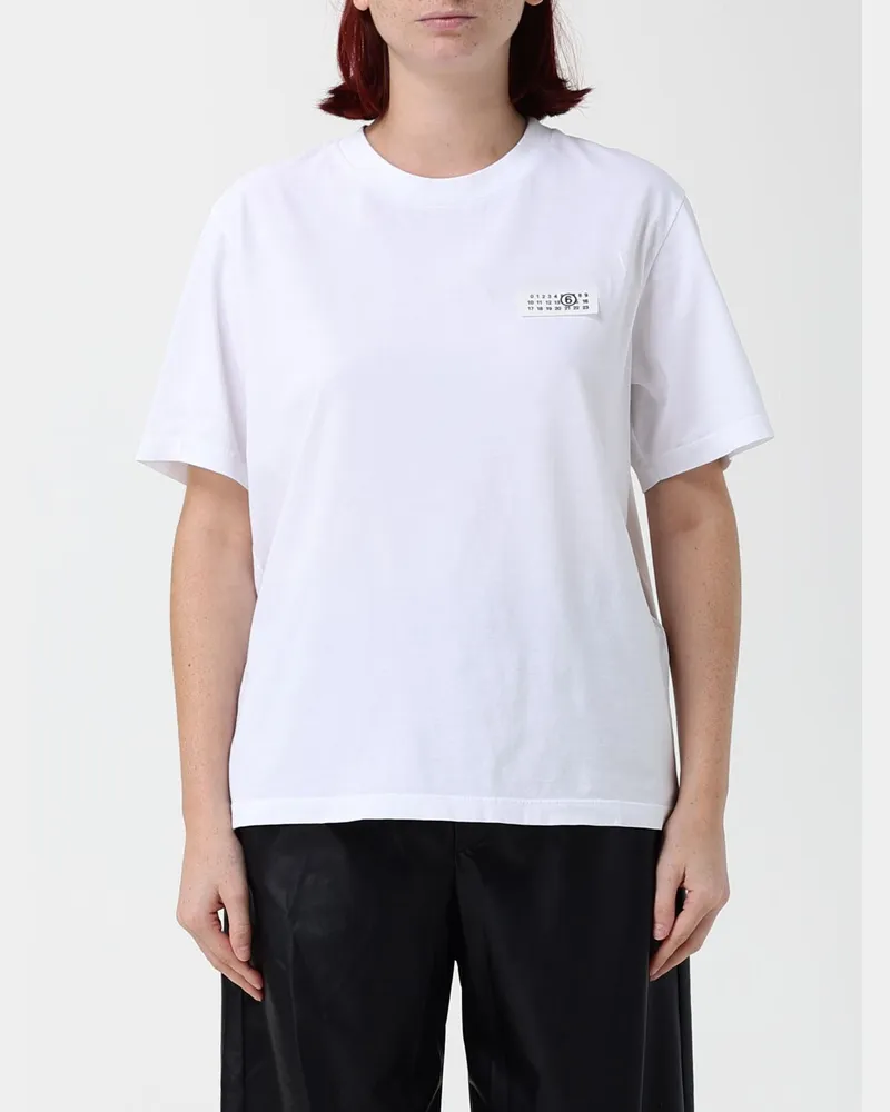 Maison Margiela Baumwoll-T-Shirt von mit numerischem Logo Weiß