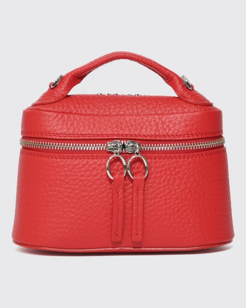 Orciani Joy Mini-Handtasche aus gehämmertem Leder mit Doppelreißverschluss Rot