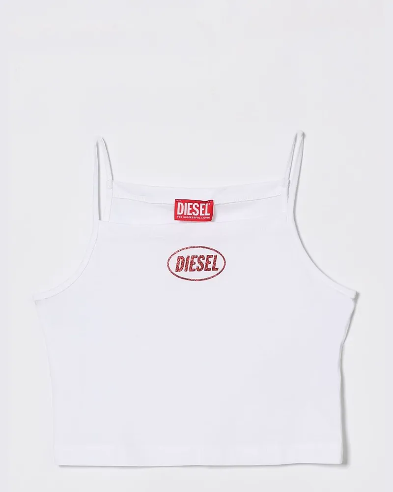 Diesel Oval D Crop-Tanktop Weiß