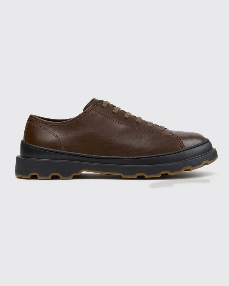 Camper Brutus+-Sneaker aus Glattleder mit gezahnter Gummisohle Braun