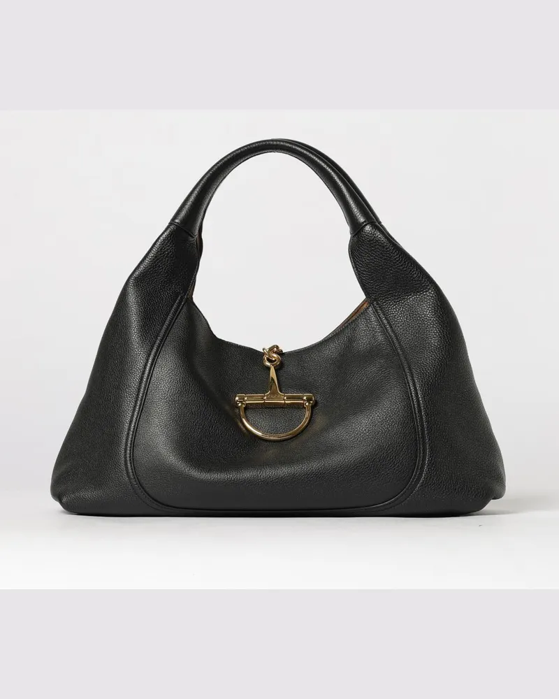 Gucci Softbit Maxi Tasche aus genarbtem Leder Schwarz