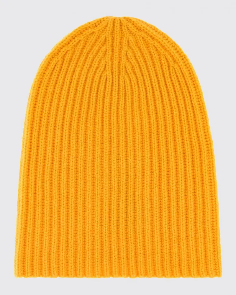 Umit Benan Beanie-Mütze aus 100% Kaschmir mit geripptem Design Gelb