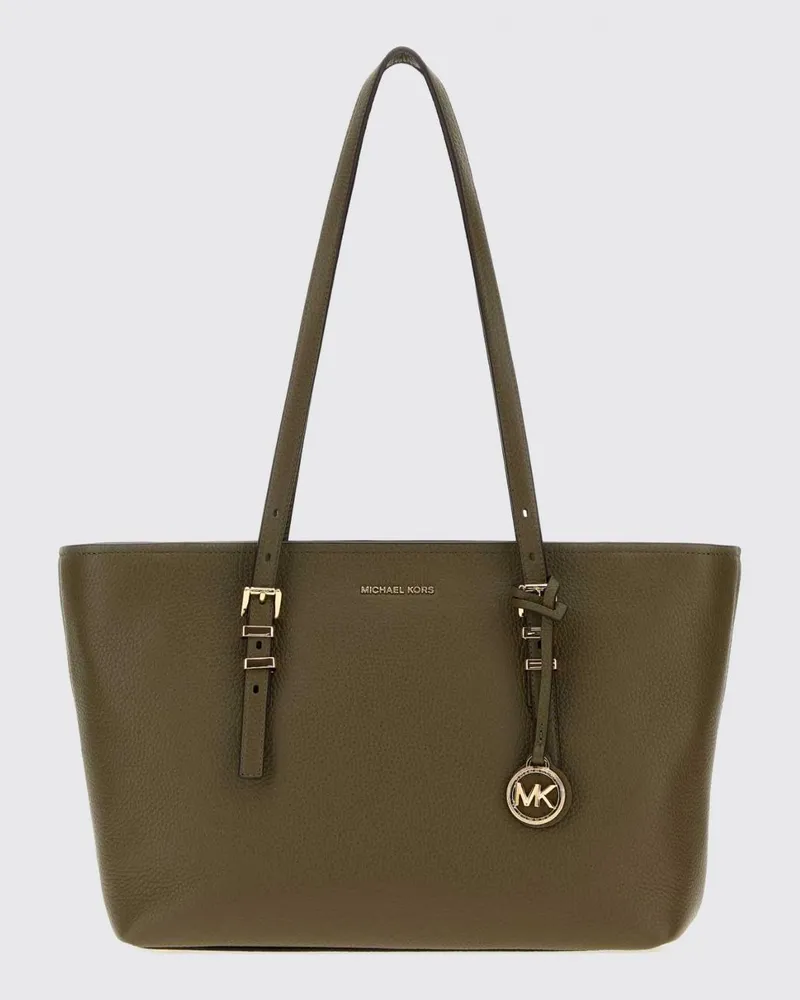 Michael Kors Quinn Schultertasche von aus genarbtem Rindsleder mit doppeltem Henkel Grün