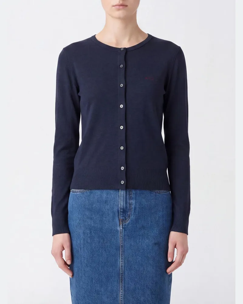 A.P.C. Slim-Fit-Cardigan aus Bio-Baumwolle mit Rundhalsausschnitt Navy