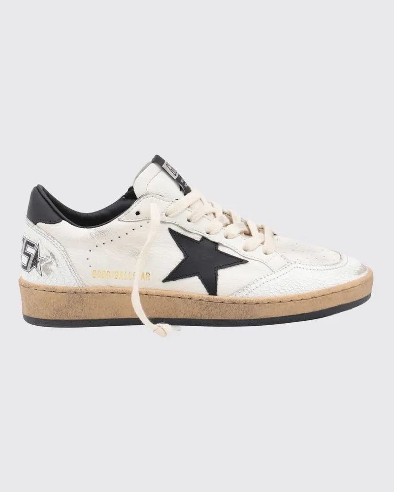 Golden Goose Ball Star Low-Top-Sneakers von aus Crackle-Leder mit Used-Effekt Weiß
