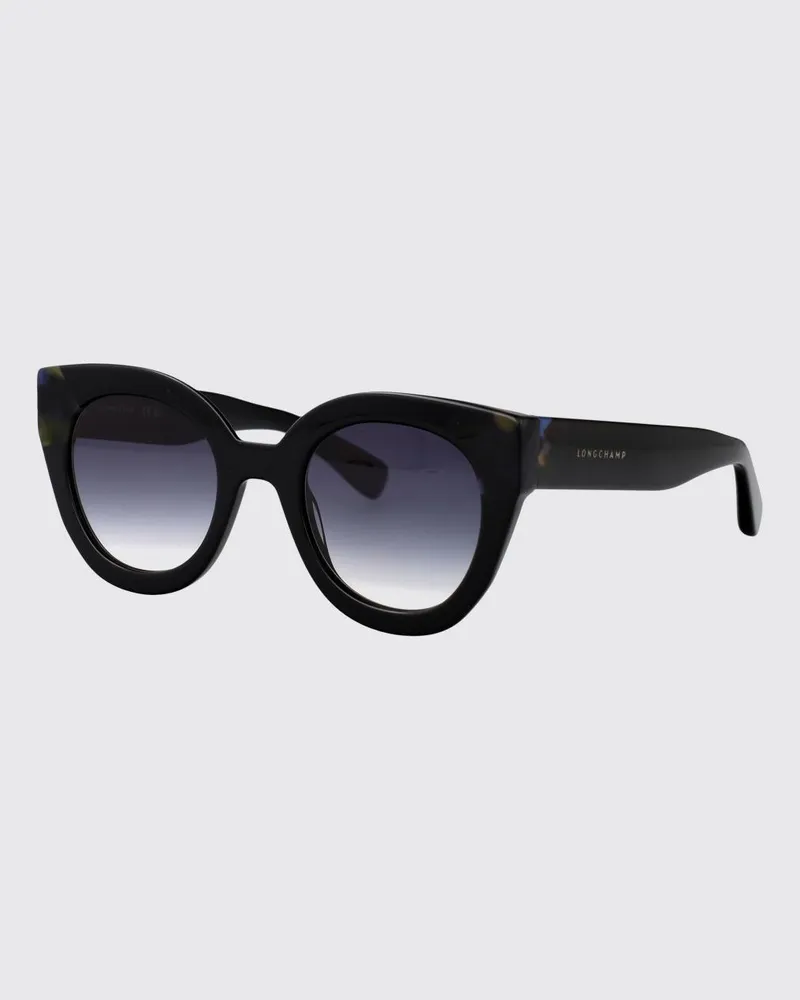 Longchamp Oversized Cat-Eye-Sonnenbrille aus Acetat mit Kontrast-Logo Schwarz