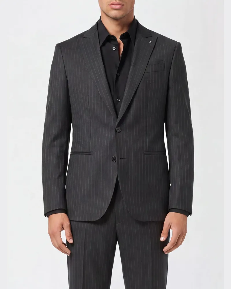 Billionaire Nadelstreifen-Einreihiger Blazer Schwarz