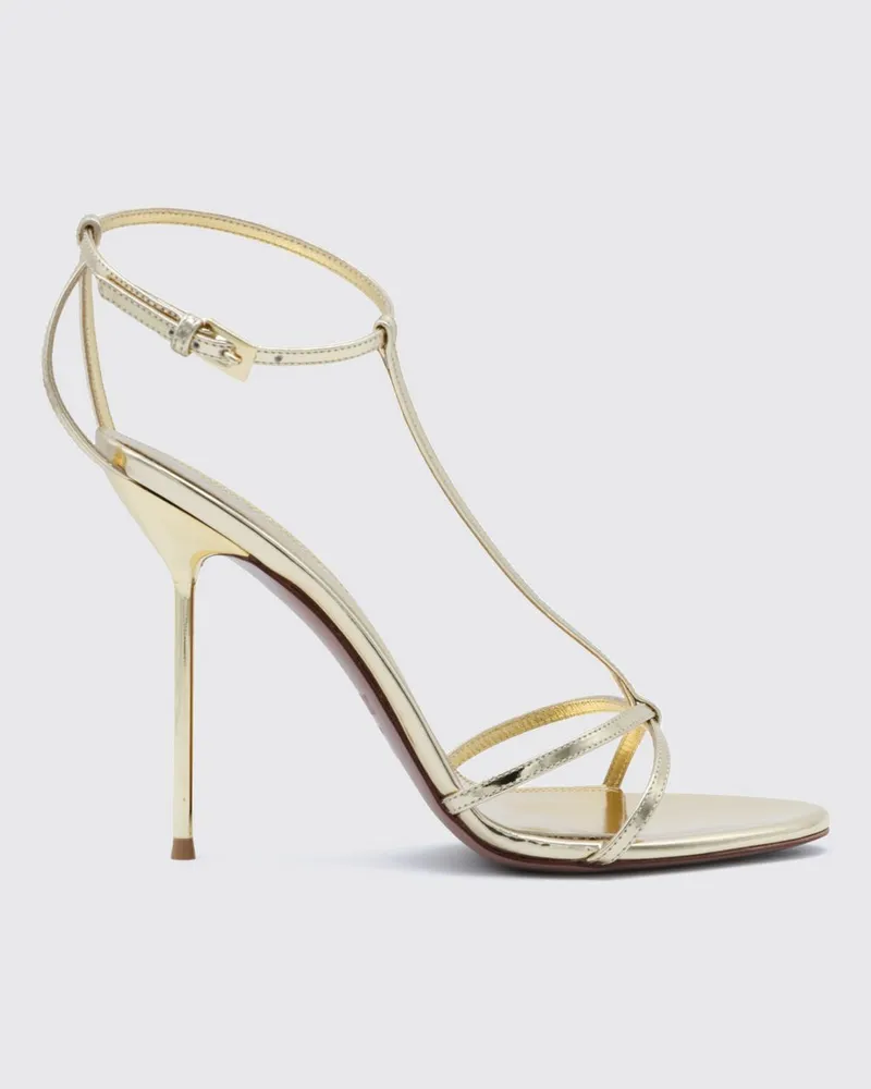 Paris Texas Lidia Sandalen aus laminiertem Leder mit hohem Stiletto-Absatz Gold