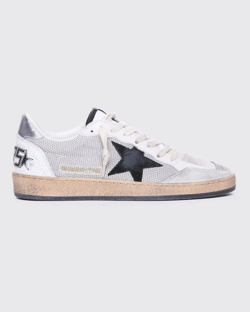 Golden Goose Ball Star Low-Top-Sneakers aus Leder und Mesh im Used-Look Grau