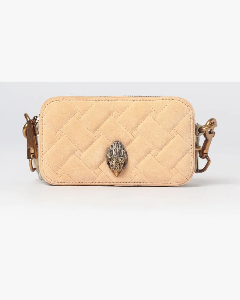 Kurt Geiger Kensington Mini-Tasche aus Leder und Veloursleder mit Strass-Logo Gold