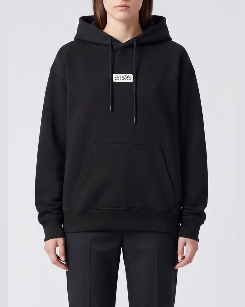 Maison Margiela Relaxed-Fit-Kapuzenpullover aus Baumwolle mit numerischem Logo Schwarz