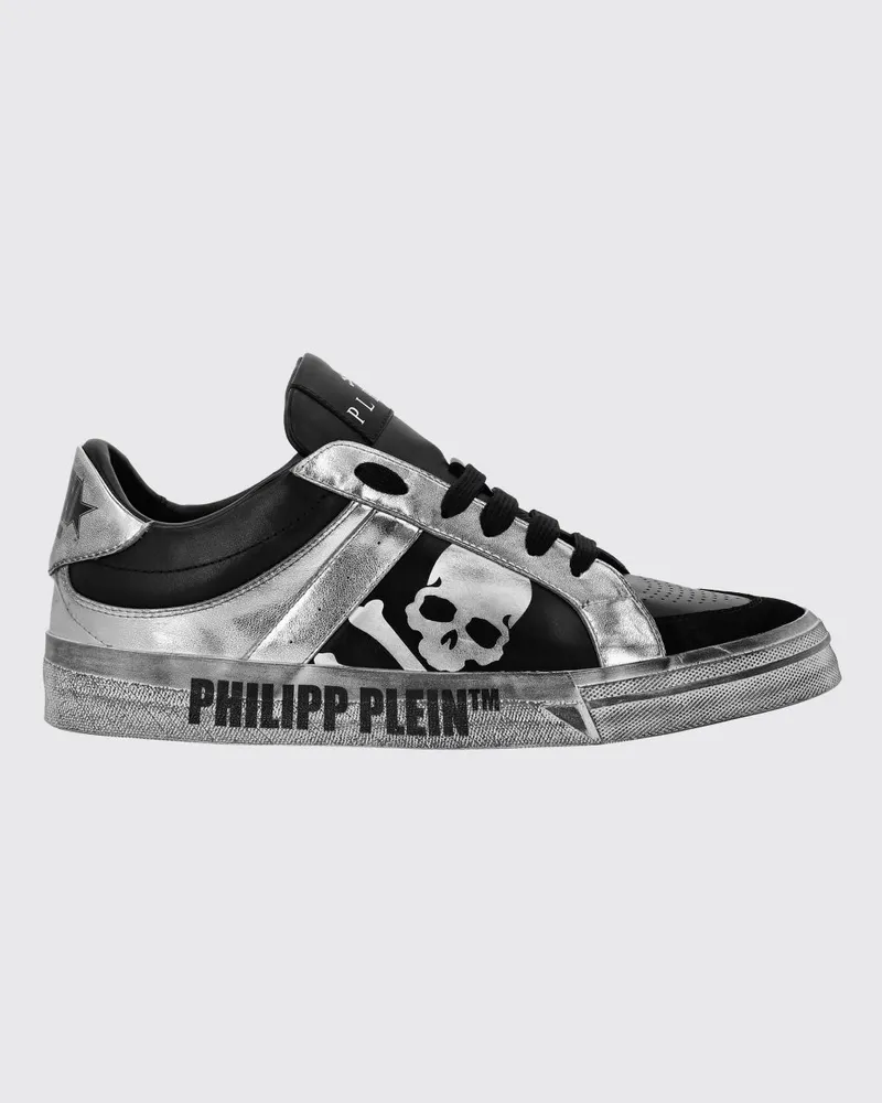 Philipp Plein Retrokickz TM Sneakers aus Leder mit Skull-Print und Used-Look Schwarz