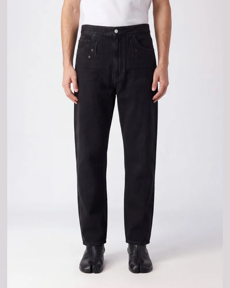 Maison Margiela Straight-Fit-Jeans aus Denim mit Logo-Naht und mittlerer Leibhöhe Schwarz