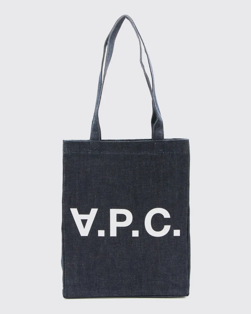 A.P.C. Tote-Bag Laure aus Baumwolldenim mit kontrastierendem Logo-Print Indigo